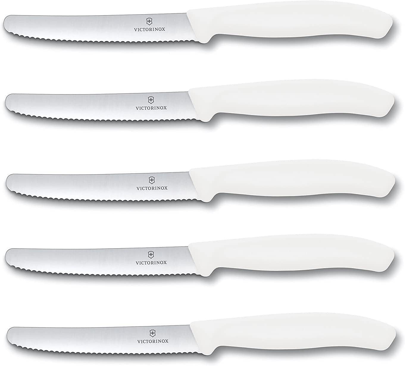 Brotzeitmesser Swiss Classic Set, Tomaten-, Brötchen-, Tafelmesser, 5-teilig, Weiß