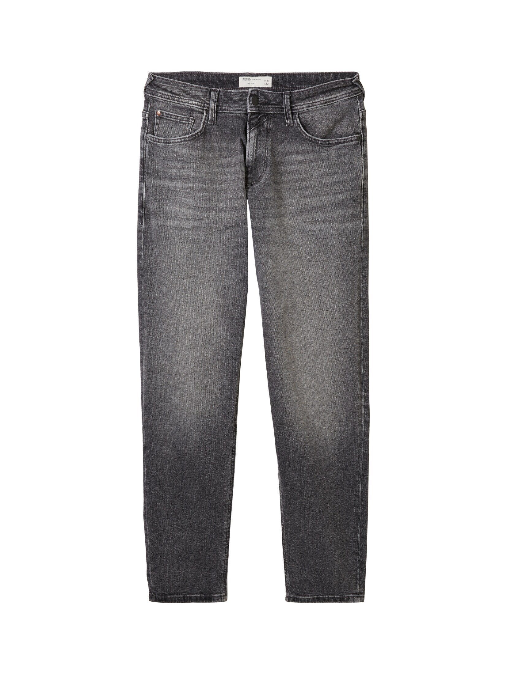 Denim grey TAILOR Baumwolle Jeans Straight-Jeans nachhaltigeren Loose mit used denim mid Fit TOM stone