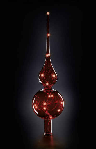 Krinner Dummy »Krinner 76032 Weihnachtsbaumspitze Warmweiß LED Rot Mundgeblasenes Glas, mit Schalter«, Glas