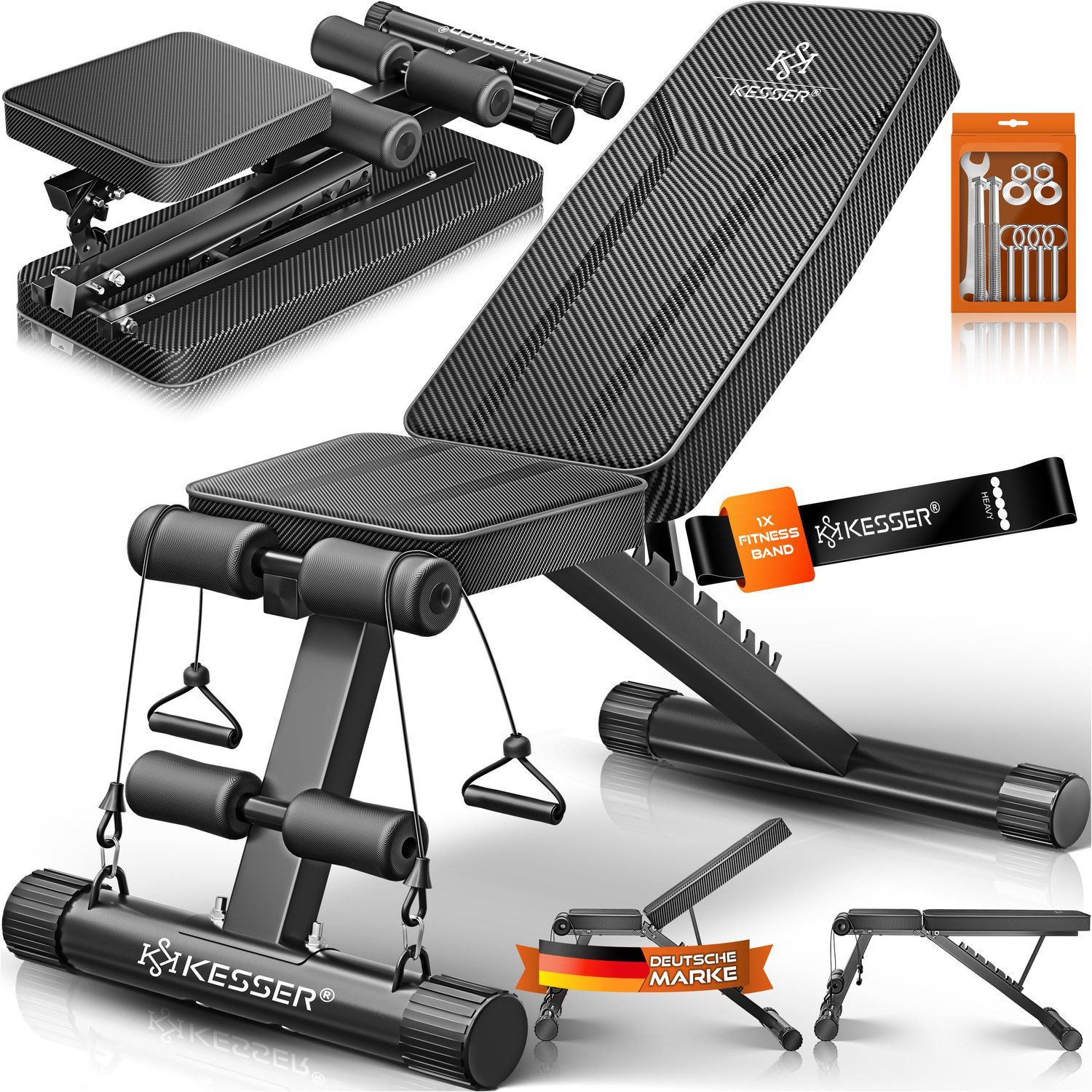 Hantelbank Multifunktionale Trainingsbank mit Rückenlehne 500kg Belastbarkeit