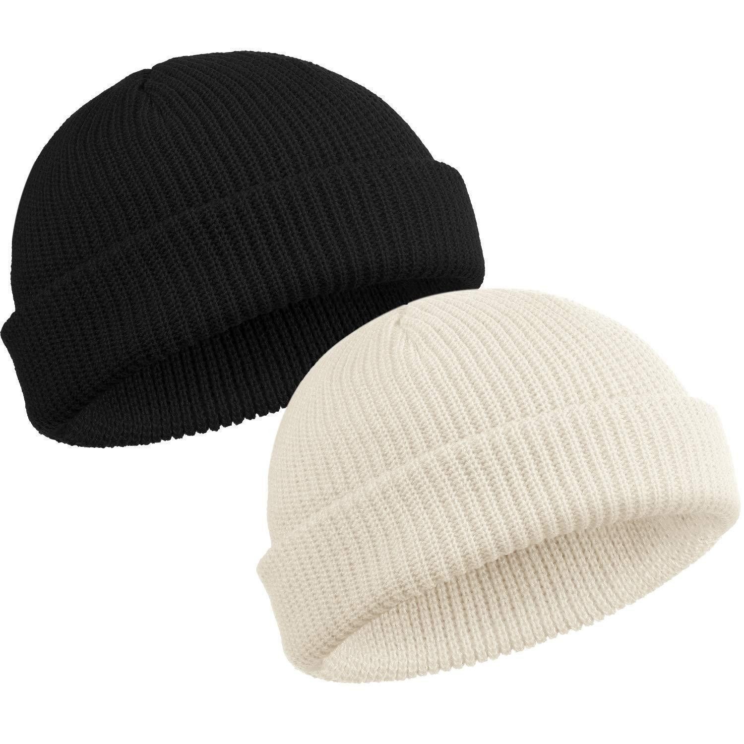 LuxusKollektion Beanie Trawler Beanie Winter Fisherman Mütze Schwarz/Weiß (1-St)