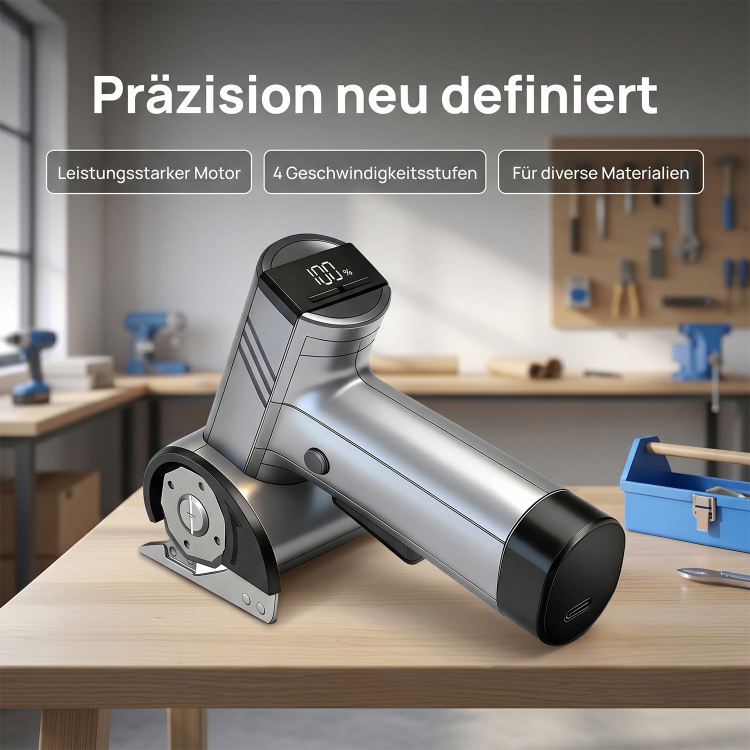 AKKEE Allesschneider Elektromesser Wiederaufladbare Schere Multi-Cutter, mit LED-Beleuchtung – Bild 2 von 5