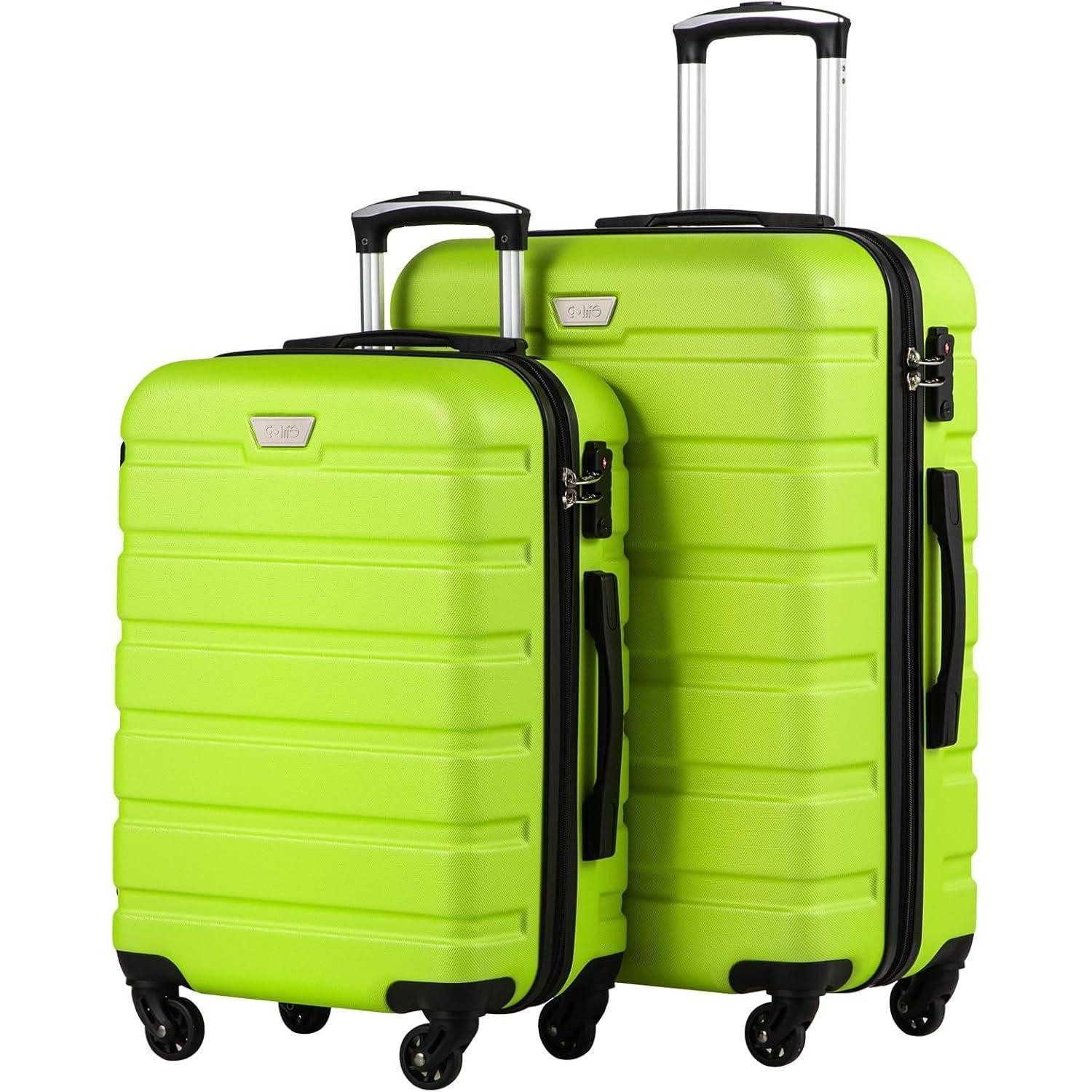Kofferset Koffer Hartschale Trolley Handgepäck TSA Set 2tlg S M Apfelgrün