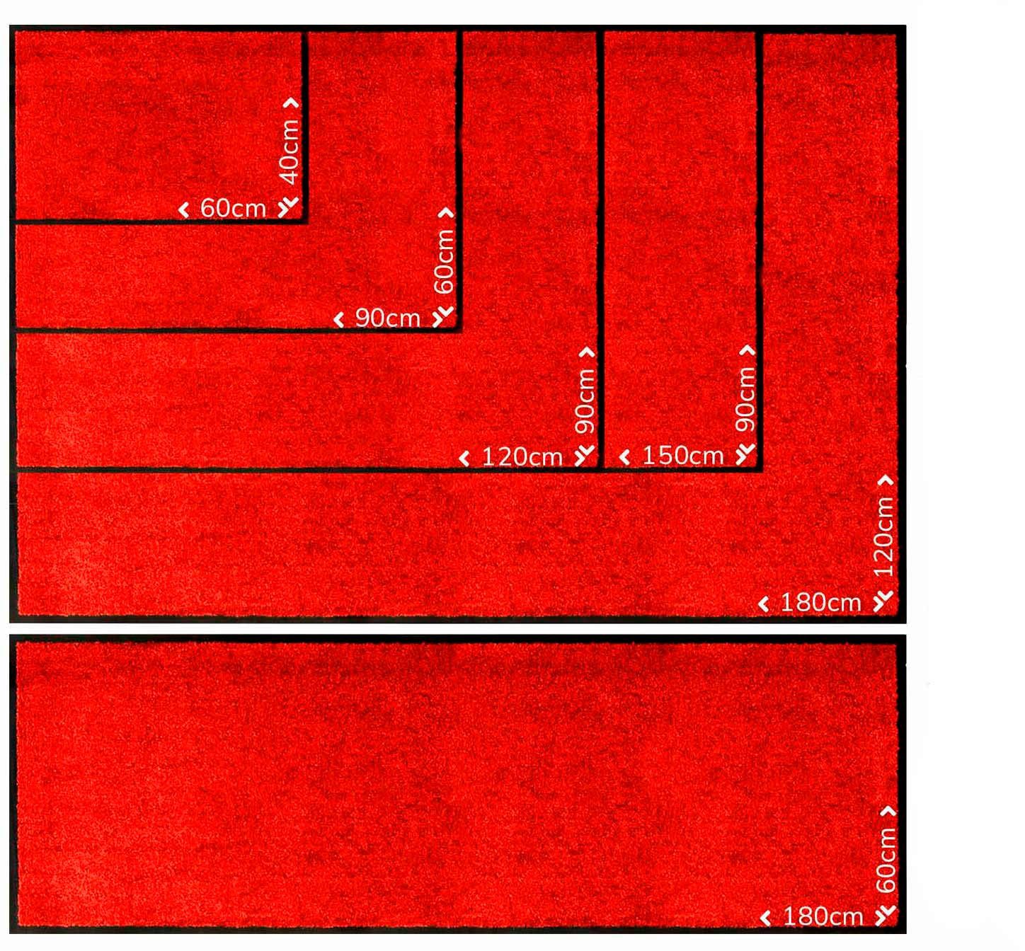 Fußmatte Schmutzfangmatte CLEAN rechteckig, Primaflor-Ideen Textil, in Uni-Farben, Schmutzfangmatte, UV-beständig, rot Höhe: 8 waschbar mm, PRO