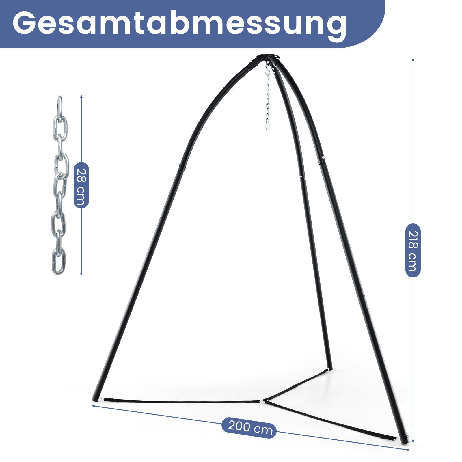 COSTWAY Hängestuhl, Hängestuhlgestell Metall, Hängesesselgestell