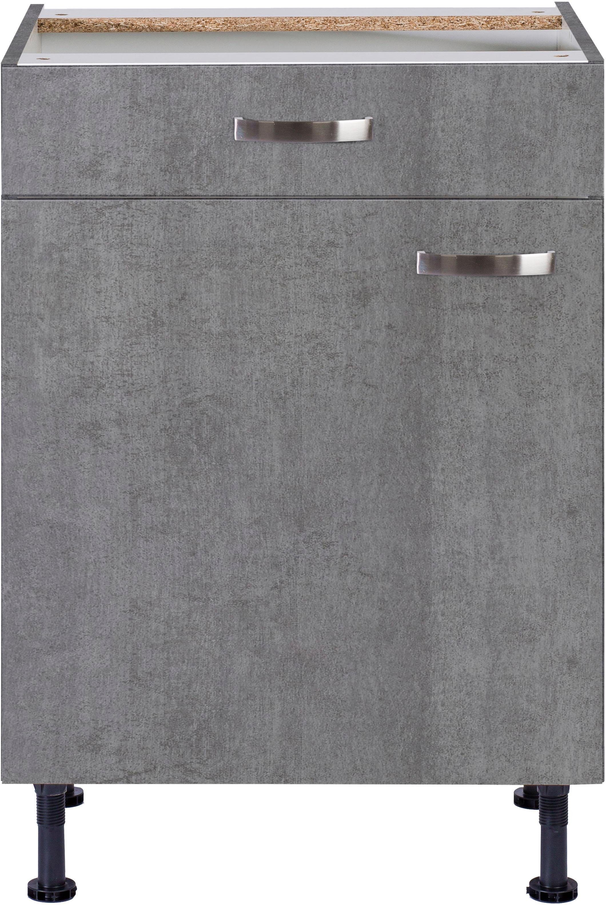 OPTIFIT Unterschrank Cara und beton/beton | mit cm, Breite 60 Vollauszug beton Soft-Close-Funktion
