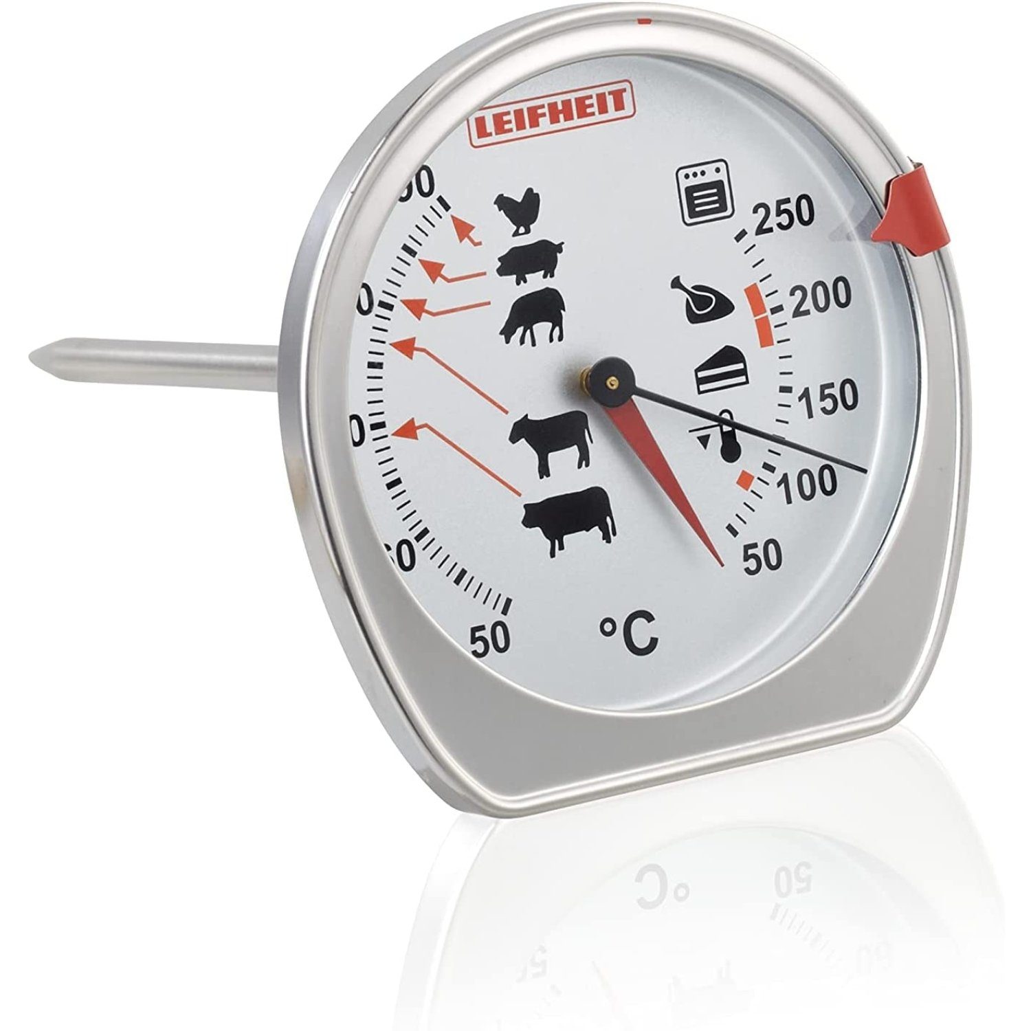 Leifheit Grillthermometer Leifheit Fleischthermometer für BBQ Fleisch, kombinierte Anzeige für