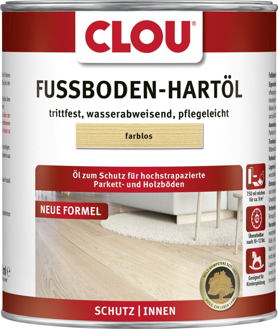 CLOU Holzschutzlasur Clou Fußboden Hartöl 750 ml farblos