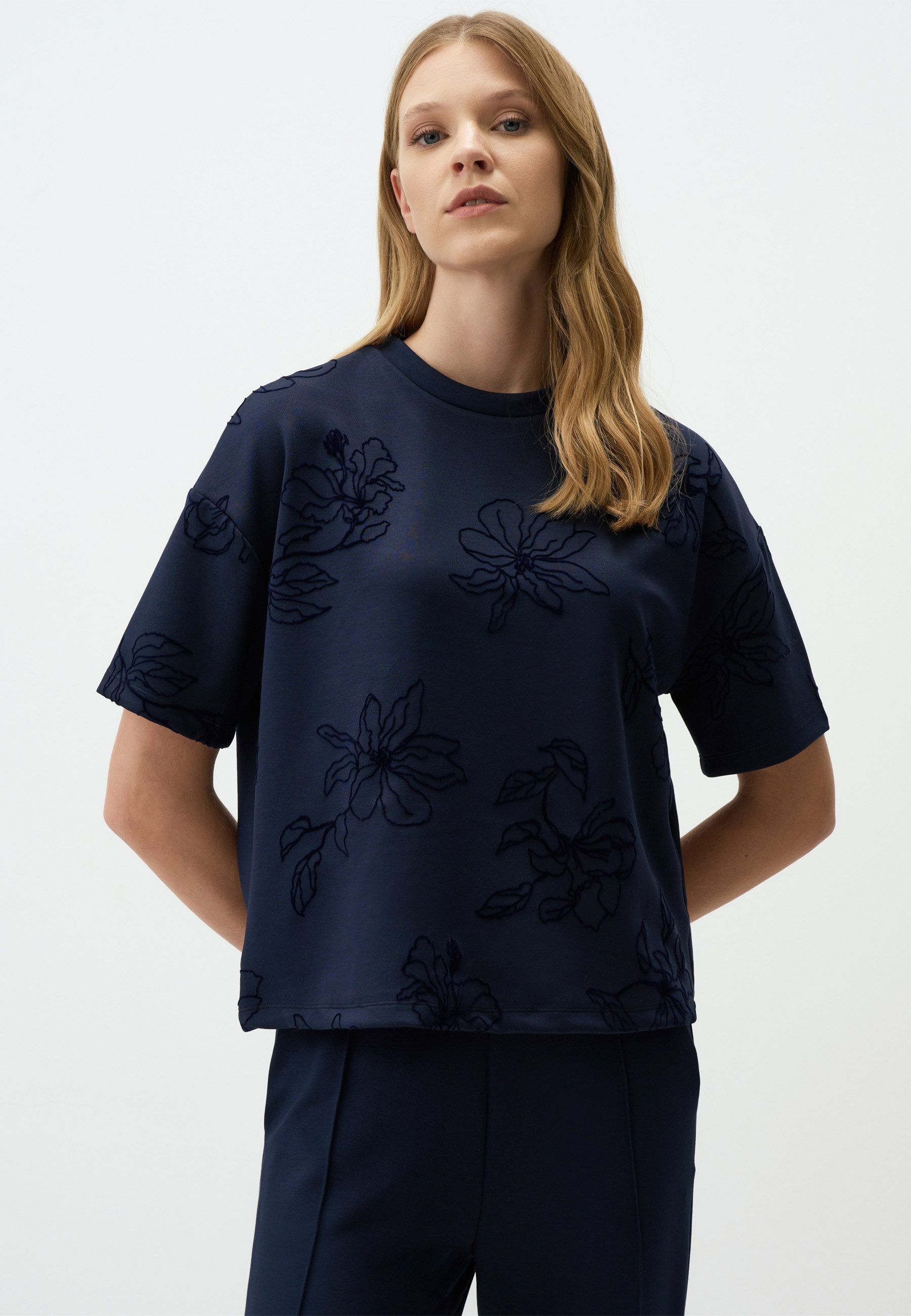 Jimmy Key Sweatshirt Rundhalsausschnitt Kurzärmlig Blumen günstig online kaufen