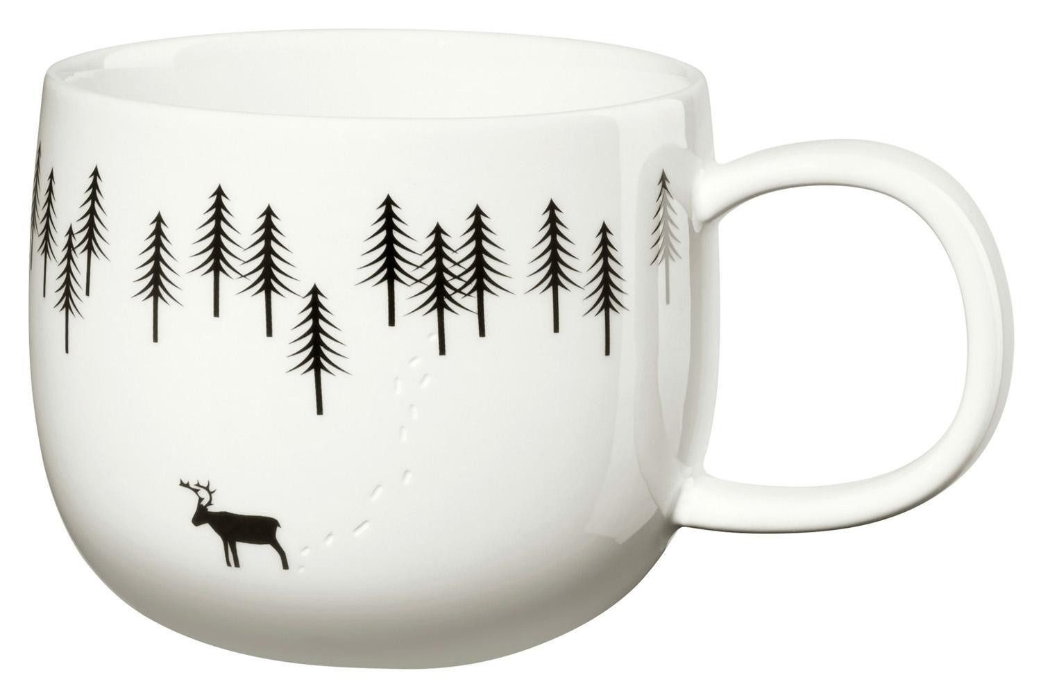 ASA SELECTION Tasse JOY, Henkelbecher, Weiß, Schwarz, 400 ml, Keramik