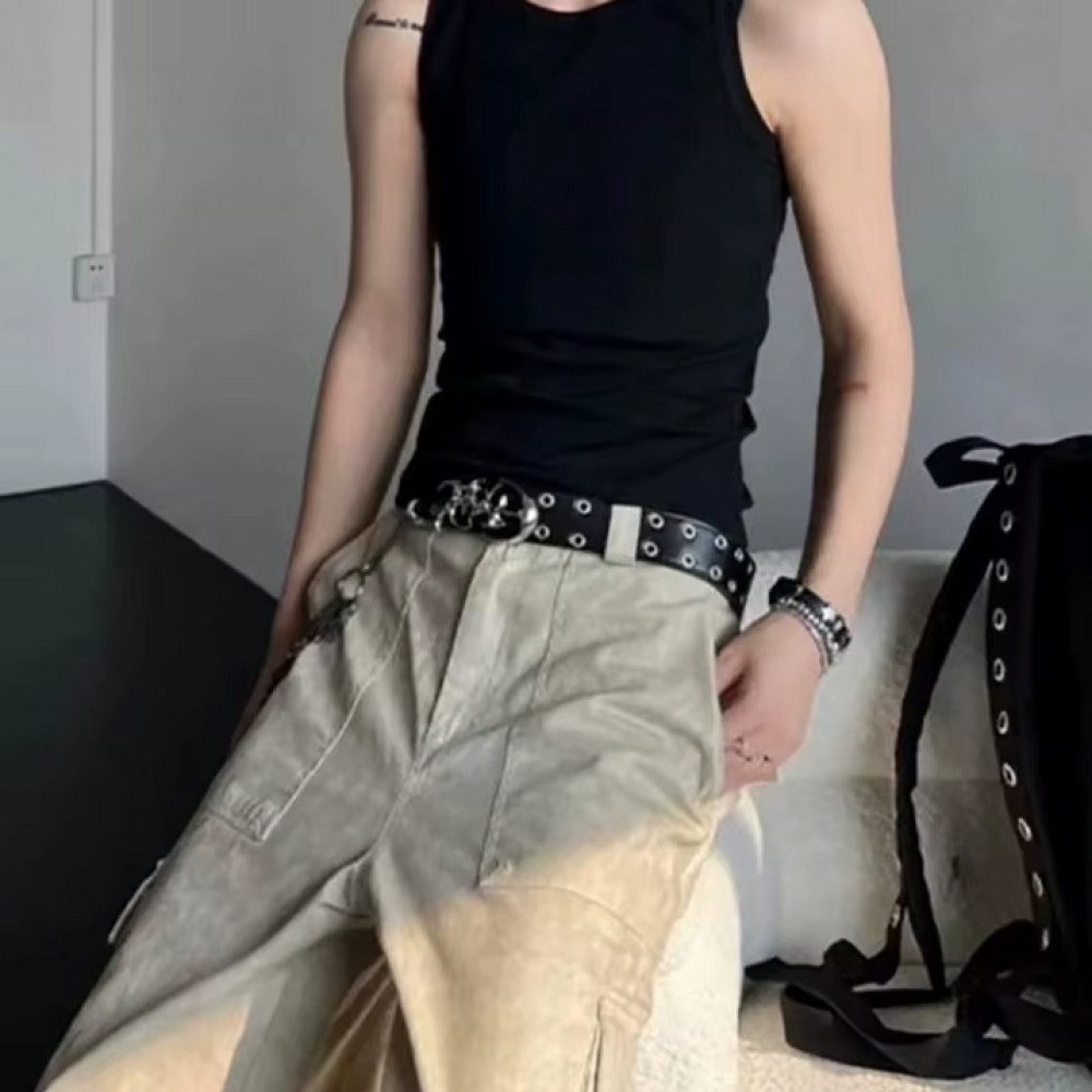 Ware aus aller Welt Nietengürtel Doppelloch Gürtel Ösengürtel Jeansgürtel Punk Hip Hop Taillengürtel