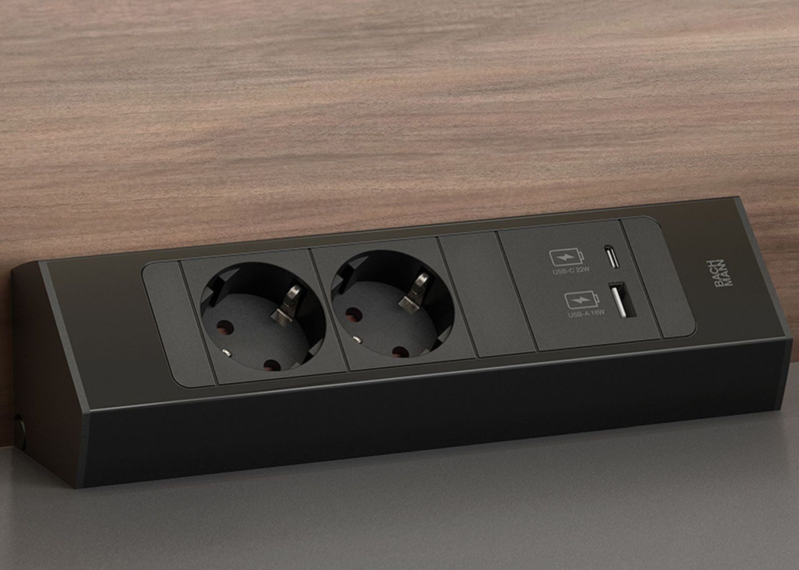 Bachmann Ecksteckdose Casia 2-fach Küchensteckdose Kombisteckdose Küche USB A/C Mehrfachsteckdose, USB A & USB C