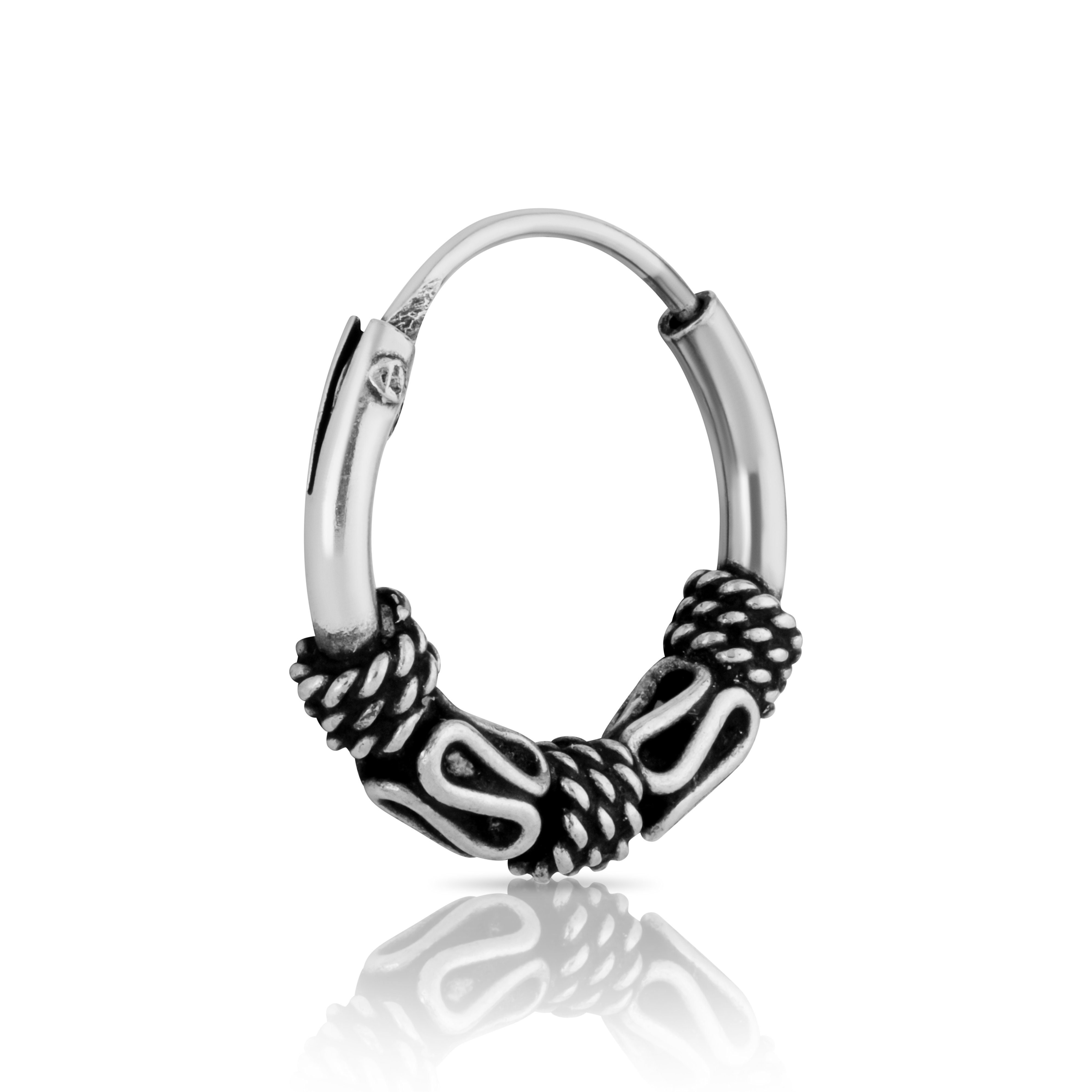 Single-Creole Bali einzel Ohrring 12mm 925 Silber Gothic 2583