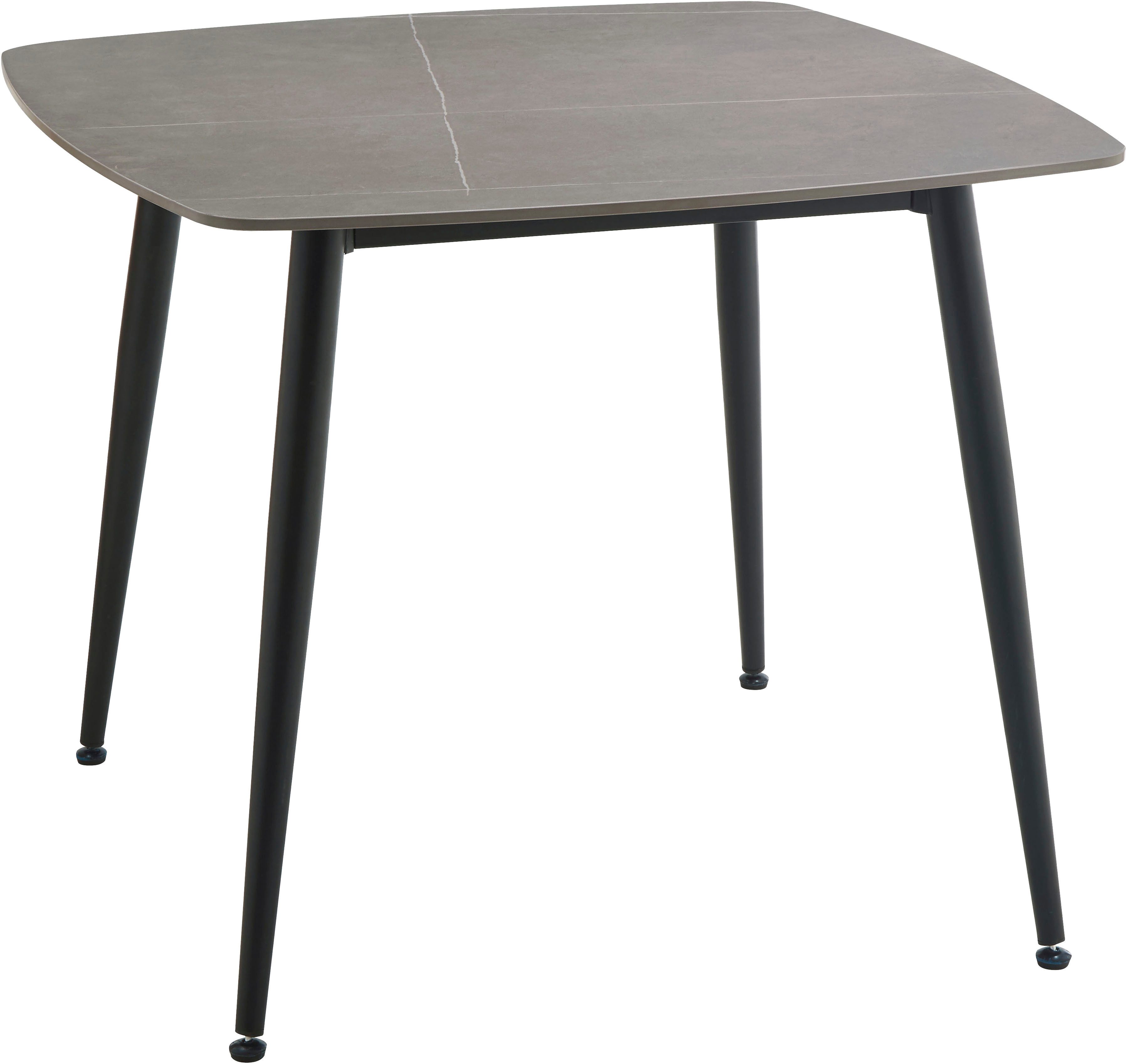 OTTO home Esstisch Nora (1-St), organisch-quadratischer Tisch 90x90cm in Sinterstein-Keramikoptik