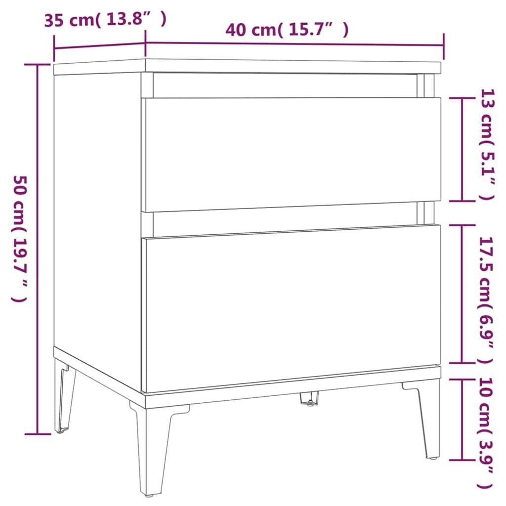 (1-St) Fächerschrank cm vidaXL 40x35x50 Hochglanz-Weiß Nachttisch