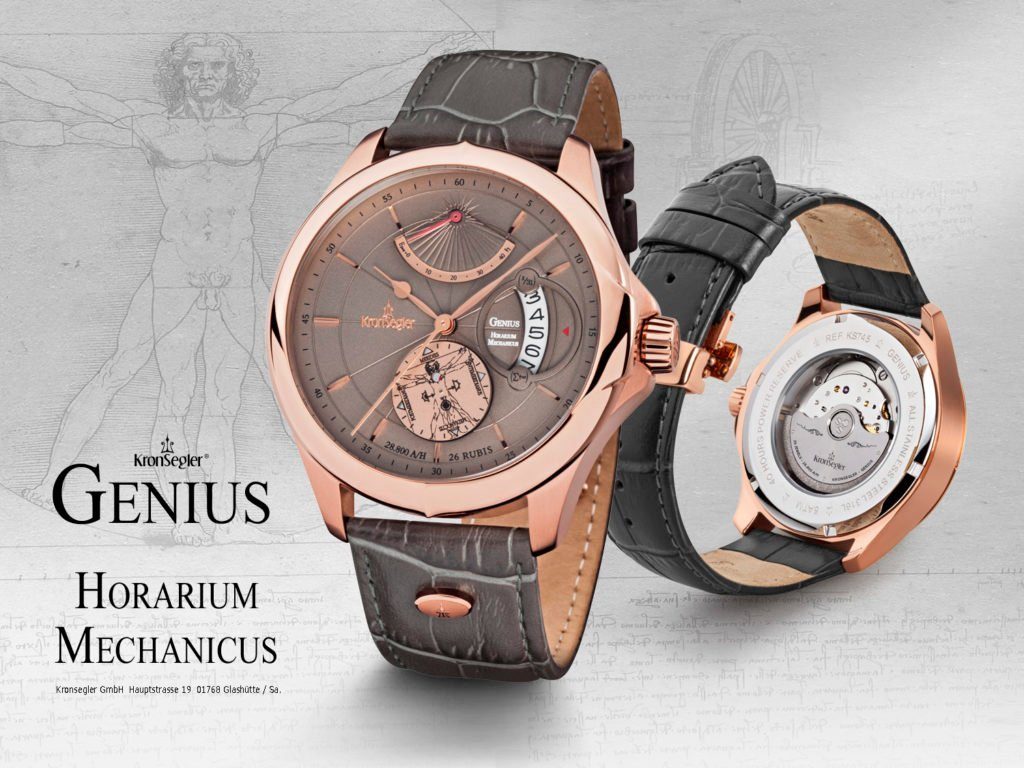 Kronsegler Automatikuhr Genius - „Horarium Herren rose-umbra Mechanicus“ Armbanduhr Modell