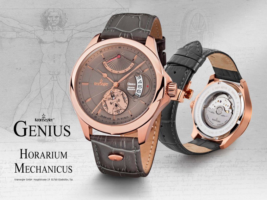 Herren Genius Automatikuhr Mechanicus“ Armbanduhr Modell „Horarium - rose-umbra Kronsegler