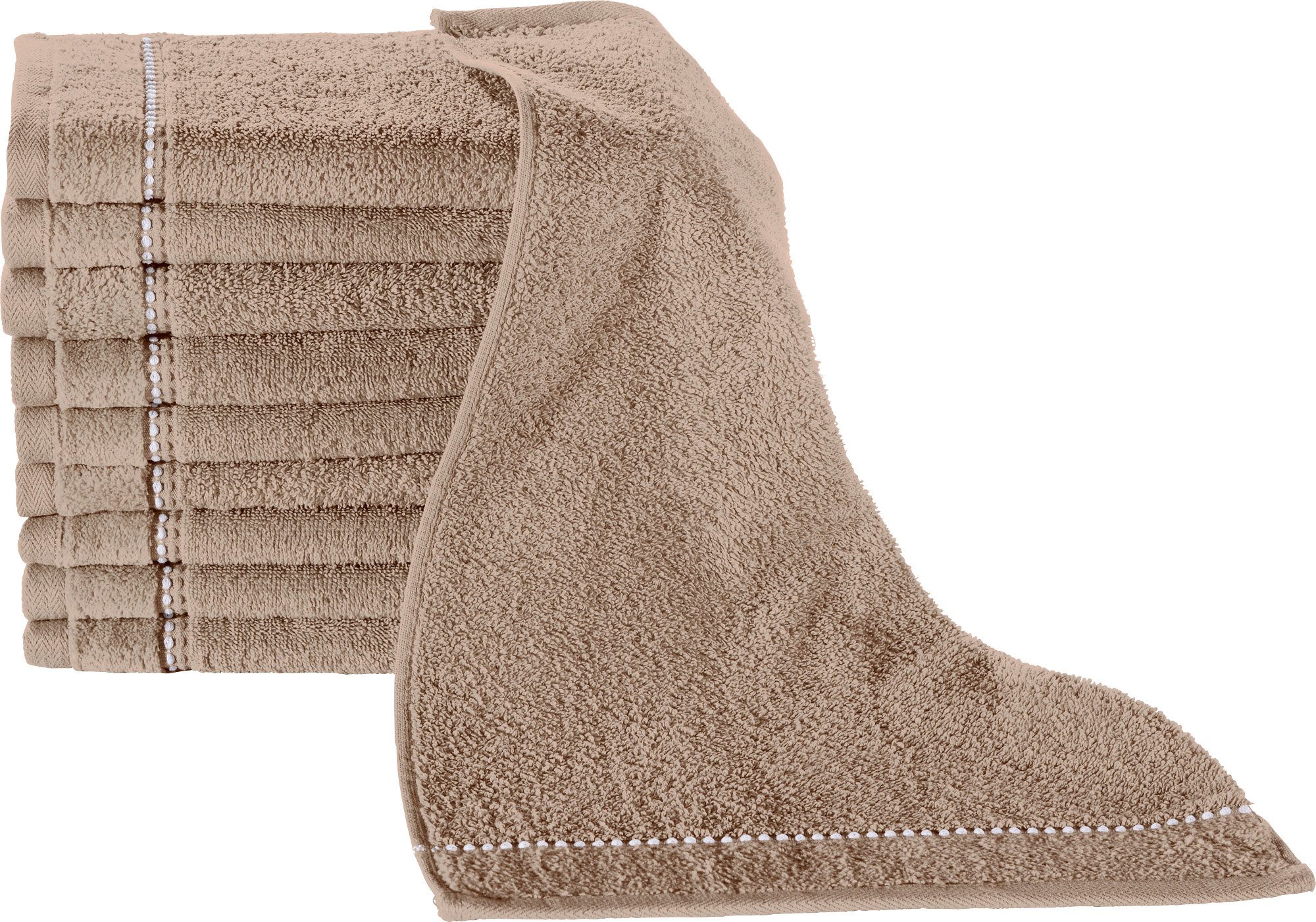 Erwin Müller Gästehandtuch Gästetuch "Mannheim" 10er-Pack, Frottier, Walk-Frottier Uni