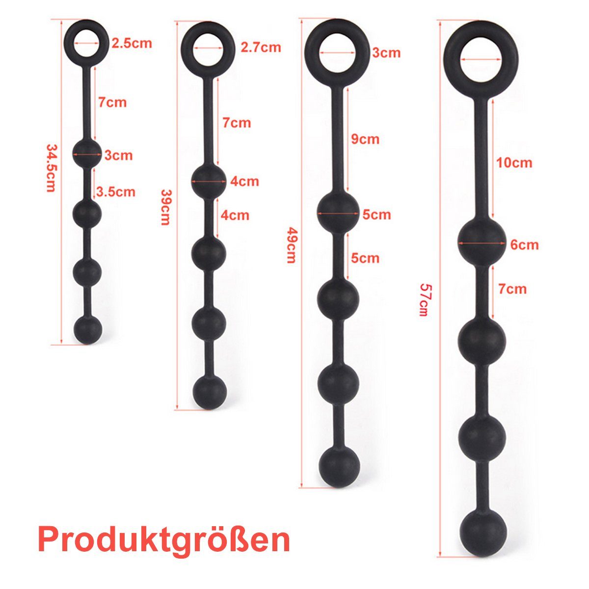 TPFSecret Analkugeln für Frauen und Männer, ergonomische große Anal Perlen Kette, 4 Kugeln mit 3cm Durchmesser - Länge: 34,5cm