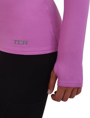 TCA Langarmshirt TCA Damen Winter Laufshirt mit Reißverschluss - Rosa (1-tlg)