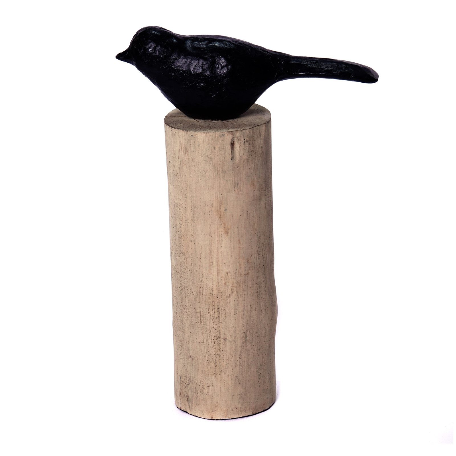 CREEDWOOD Skulptur VOGEL SKULPTUR "BIRDY I", Mangoholz, 30cm, Vogel auf Holzstamm