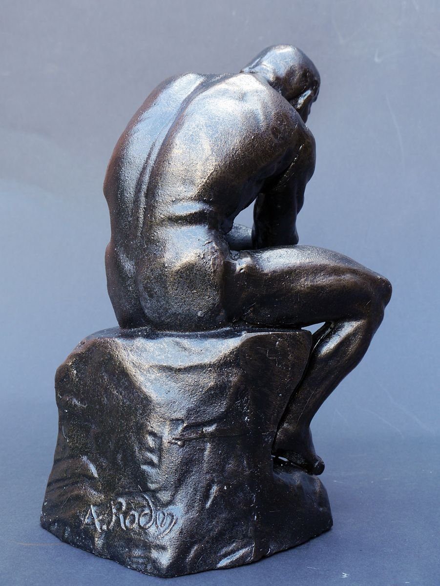 Rodin der aus Skulptur Gusseisen AFG Figur Auguste Denker nach Dekofigur