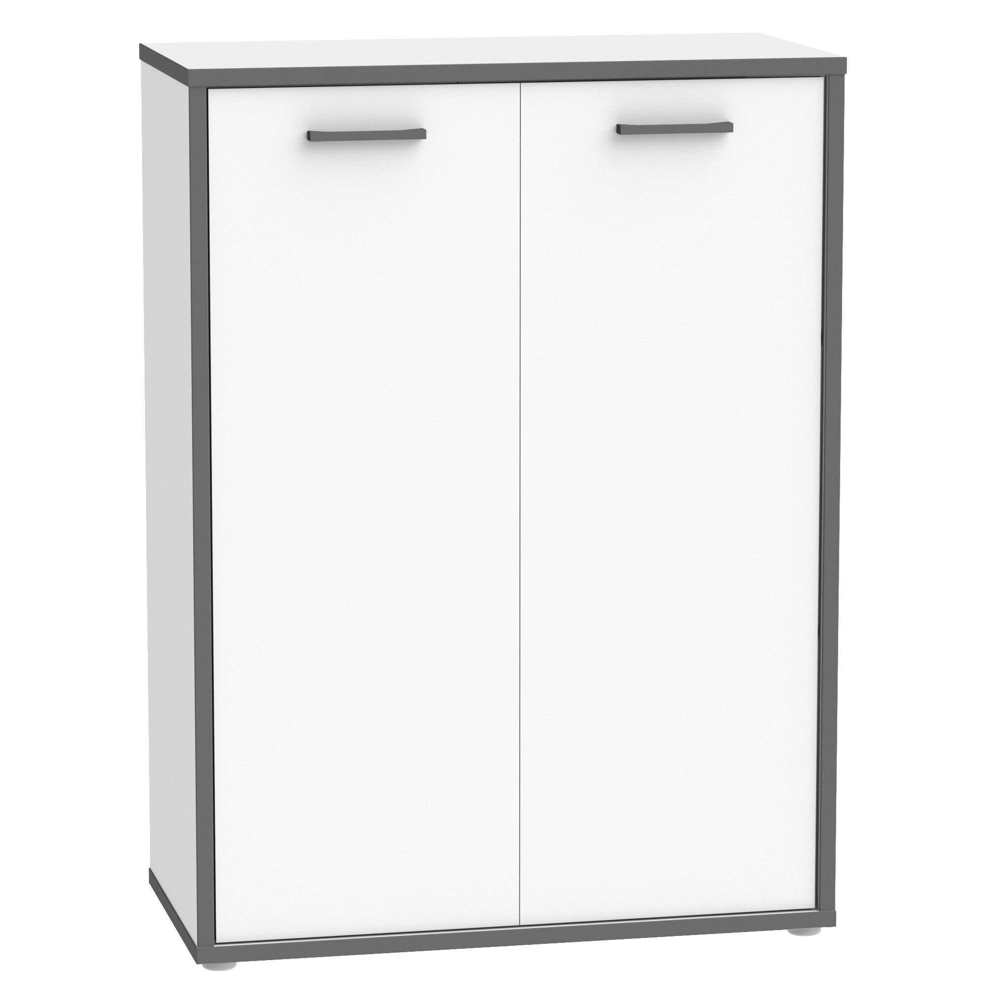 Newroom Midischrank Weiß 115 cm Schrank Weiß Modern Bücherregal Standregal Büro