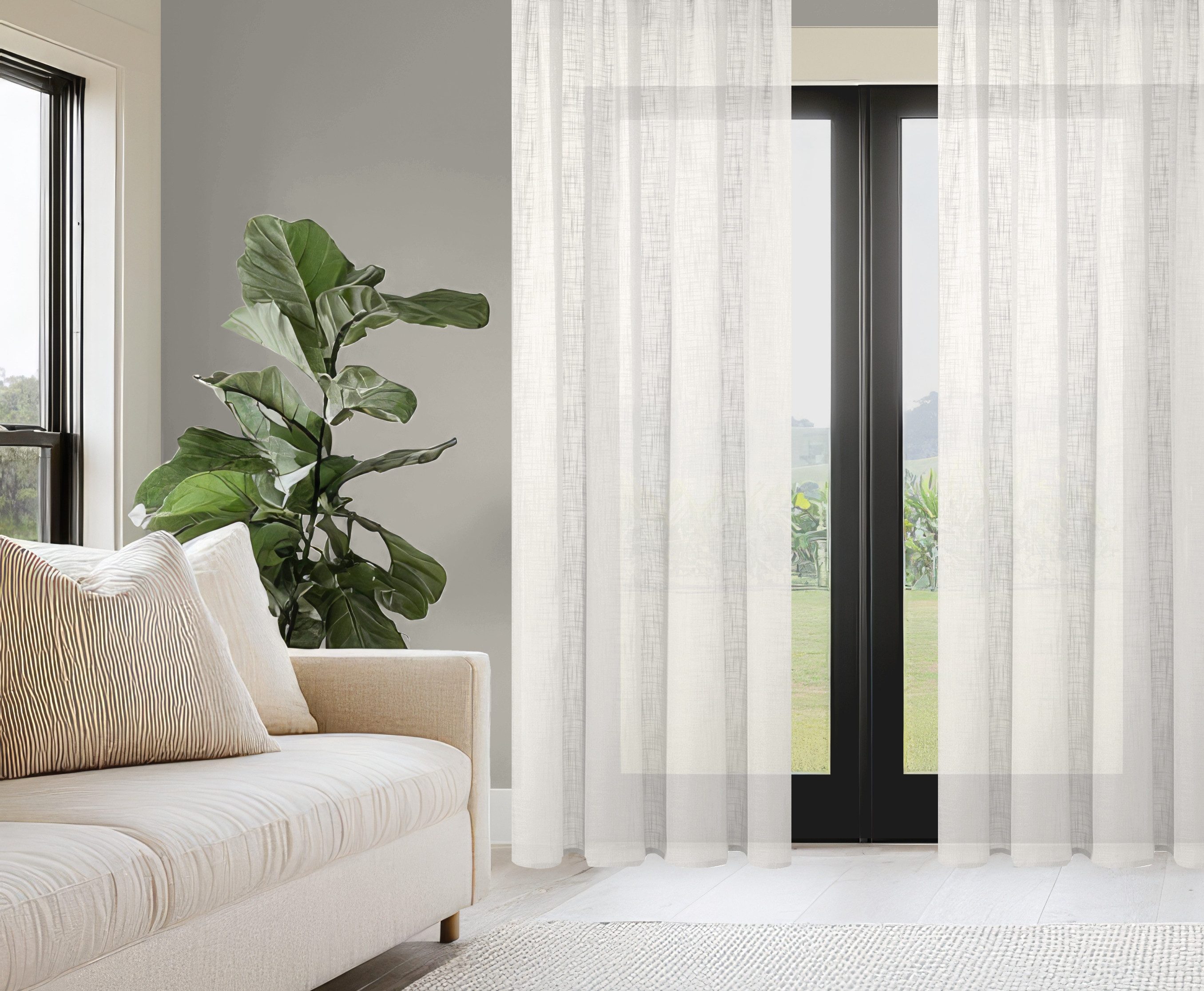 HOME WOHNIDEEN Vorhang 080530 Kombiband Fertigschal SOFTY halbtransparent (2 St), Multifunktionsband, halbtransparent, Polyester – Bild 3 von 5