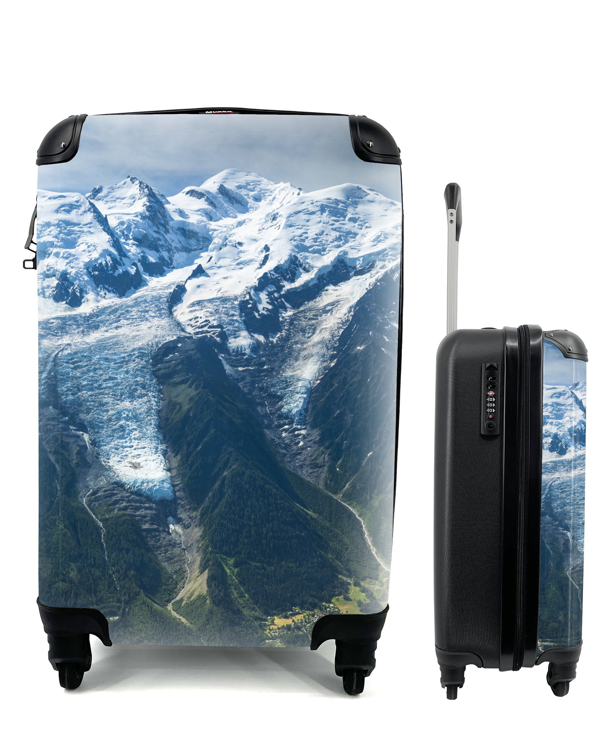 MuchoWow Handgepäckkoffer Fantastisches Bild des Mont Blanc, 4 Rollen, Reisetasche mit rollen, Handgepäck für Ferien, Trolley, Reisekoffer