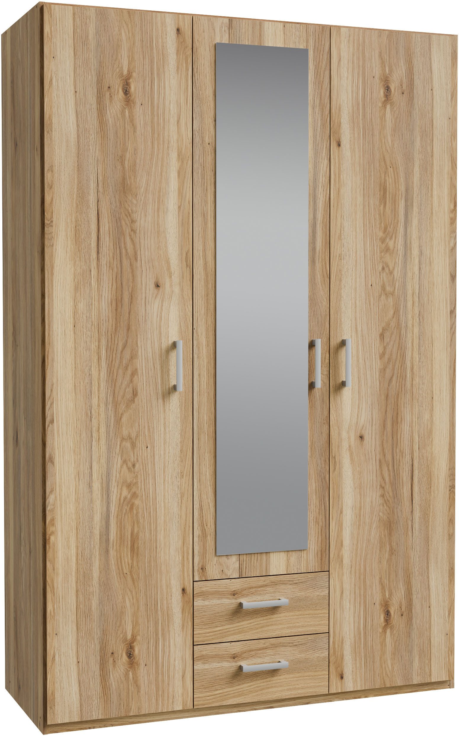 FORTE Kleiderschrank Drehtürenschrank, Spiegel, Stauraum, 2 Schubladen