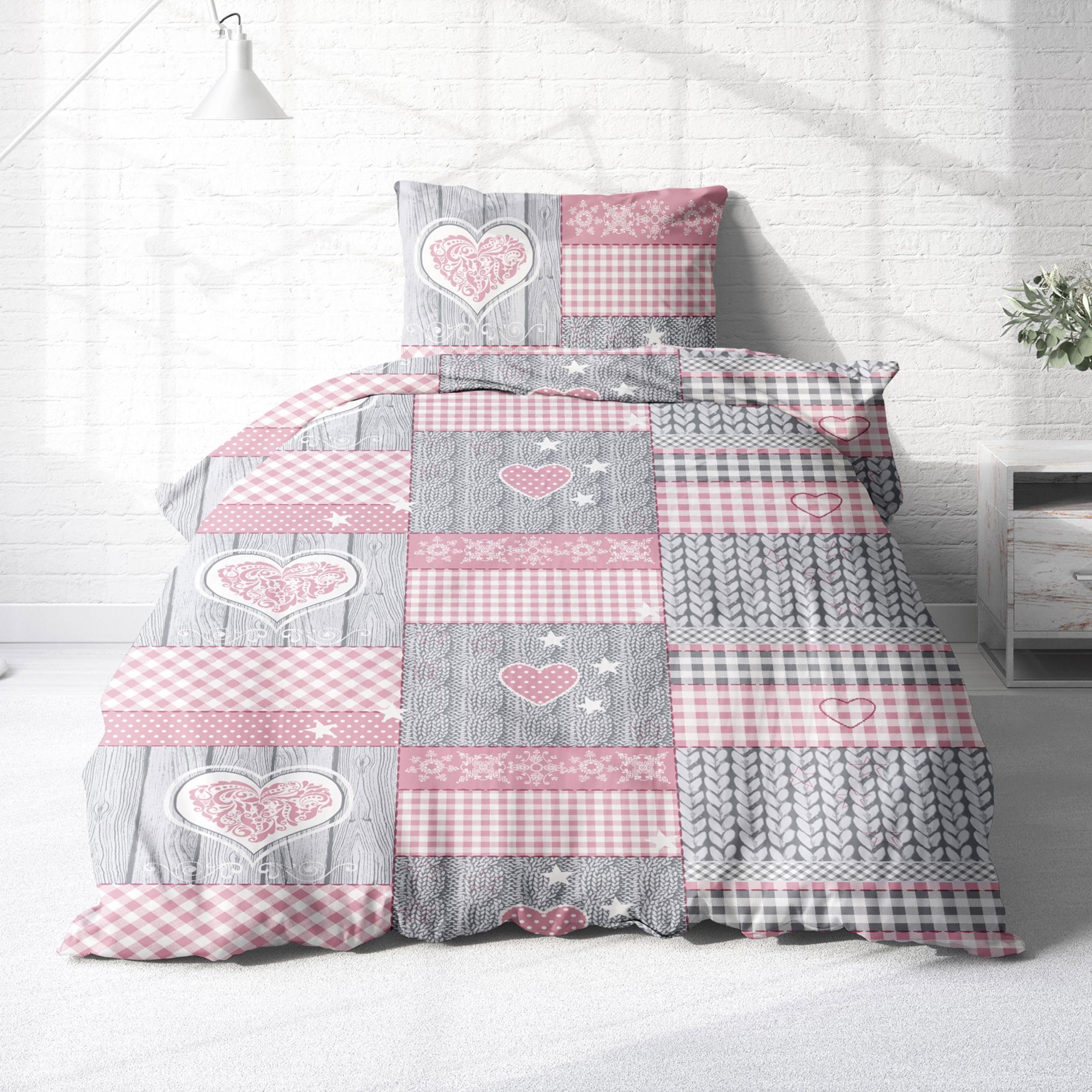 Träumschön Bettwäsche Premium Biber 135x200 cm oder 155x220 cm, Herz im Okt günstig online kaufen