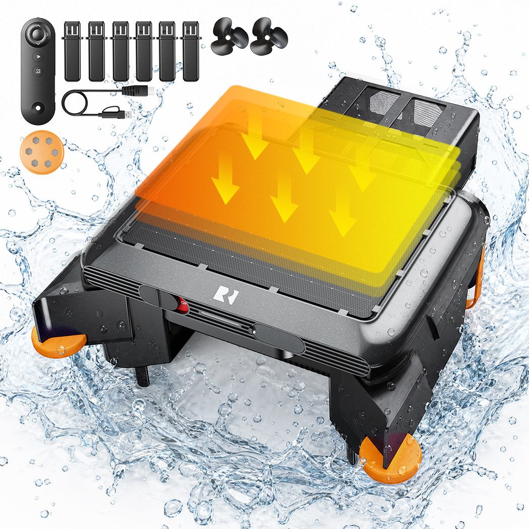 redroad Poolroboter 2026 Solar Skimmer Roboter Poolreiniger Akku Selbstparkend bis 300m², 6900mAh/6L/180μm/IPX8/Solar Skimmer Roboter Poolreiniger