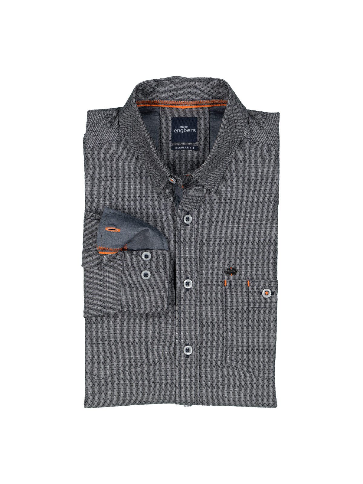 Engbers Langarmhemd engbers Herren Langarm-Hemd strukturiert, Silbergrau günstig online kaufen