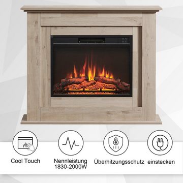 Balderia Elektrokamin Finn, Standkamin mit Heizung 2000W, 3D-Flammeneffekt, Fernbedienung, Timer, Thermostat