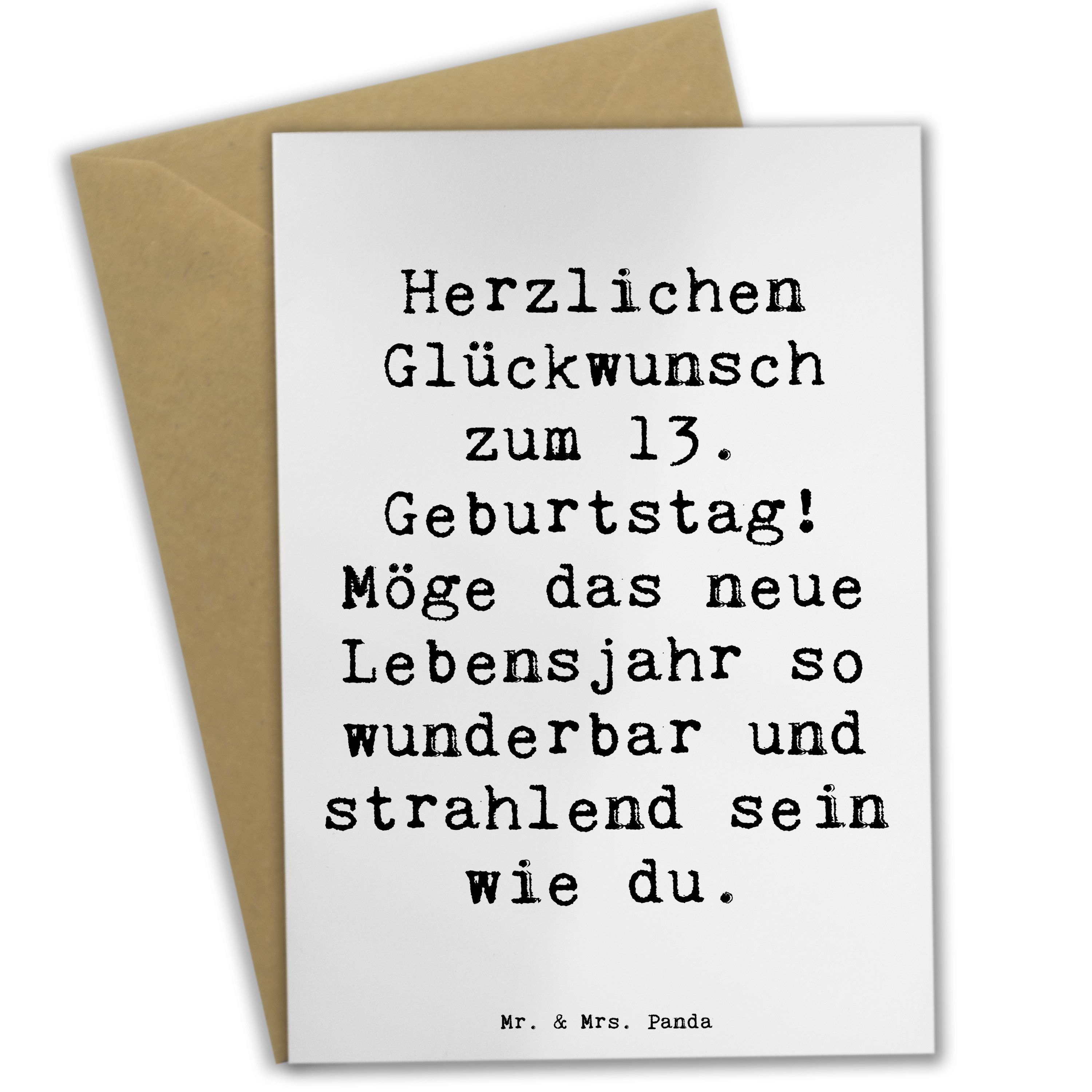Grußkarte Spruch 13. Geburtstag - Weiß - Geschenk, Zuneigung, Einladungskarte