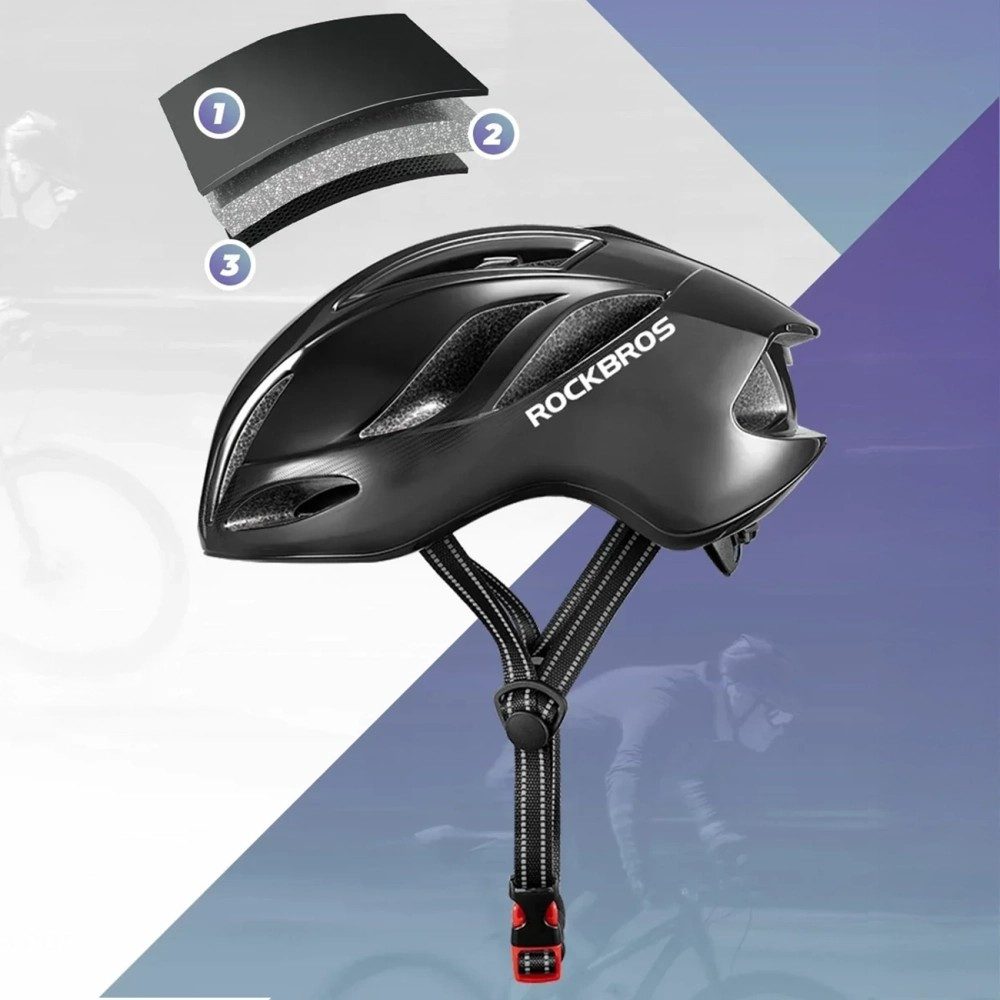ROCKBROS Fahrradhelm Fahrradhelm Radhelm (Spar-Set, 1-tlg), 19 Lüftungen, 222 g leicht, reflektierende Riemen