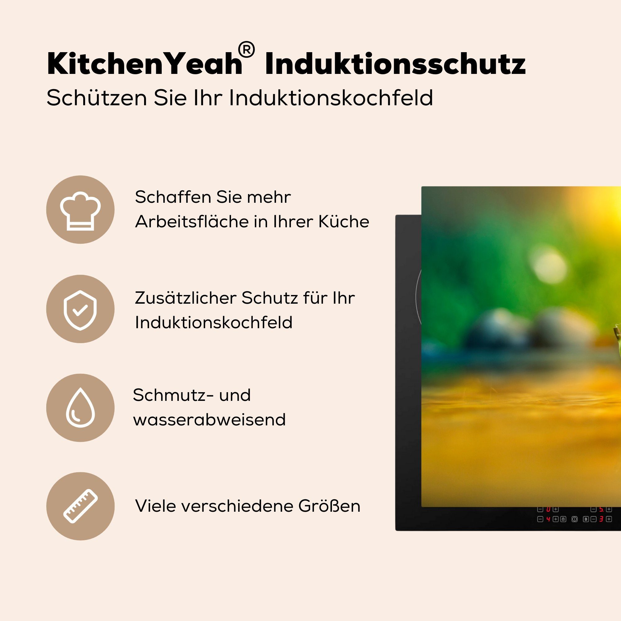 für küche, Induktionskochfeld Vinyl, 81x52 Ceranfeldabdeckung von MuchoWow tlg), Schutz einem Schnecken (1 Blatt, Nahaufnahme auf Herdblende-/Abdeckplatte cm, die