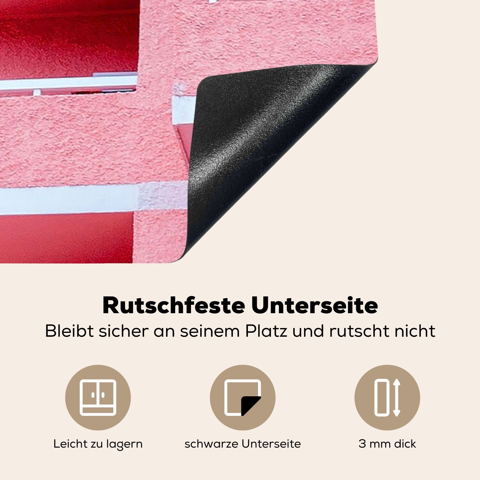 (1 cm, Rosa - Balkon Arbeitsplatte tlg), küche Vinyl, Ceranfeldabdeckung, für - Herdblende-/Abdeckplatte Architektur, - 81x52 Sommer MuchoWow