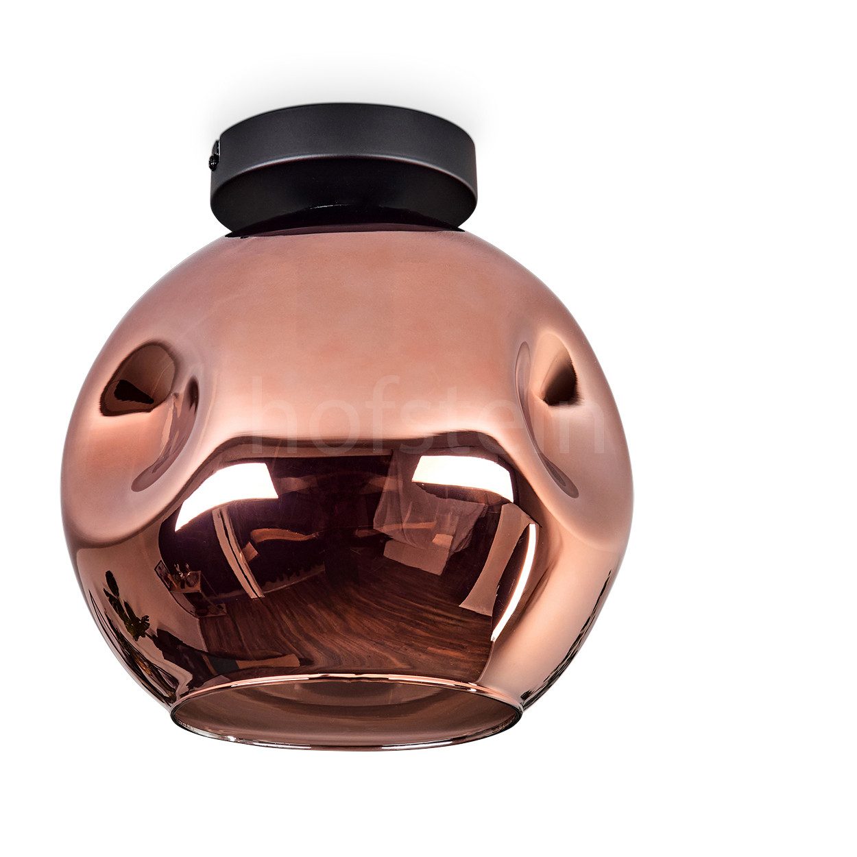 Deckenleuchte Deckenlampe aus Metall/Glas in Schwarz/Kupferfarben