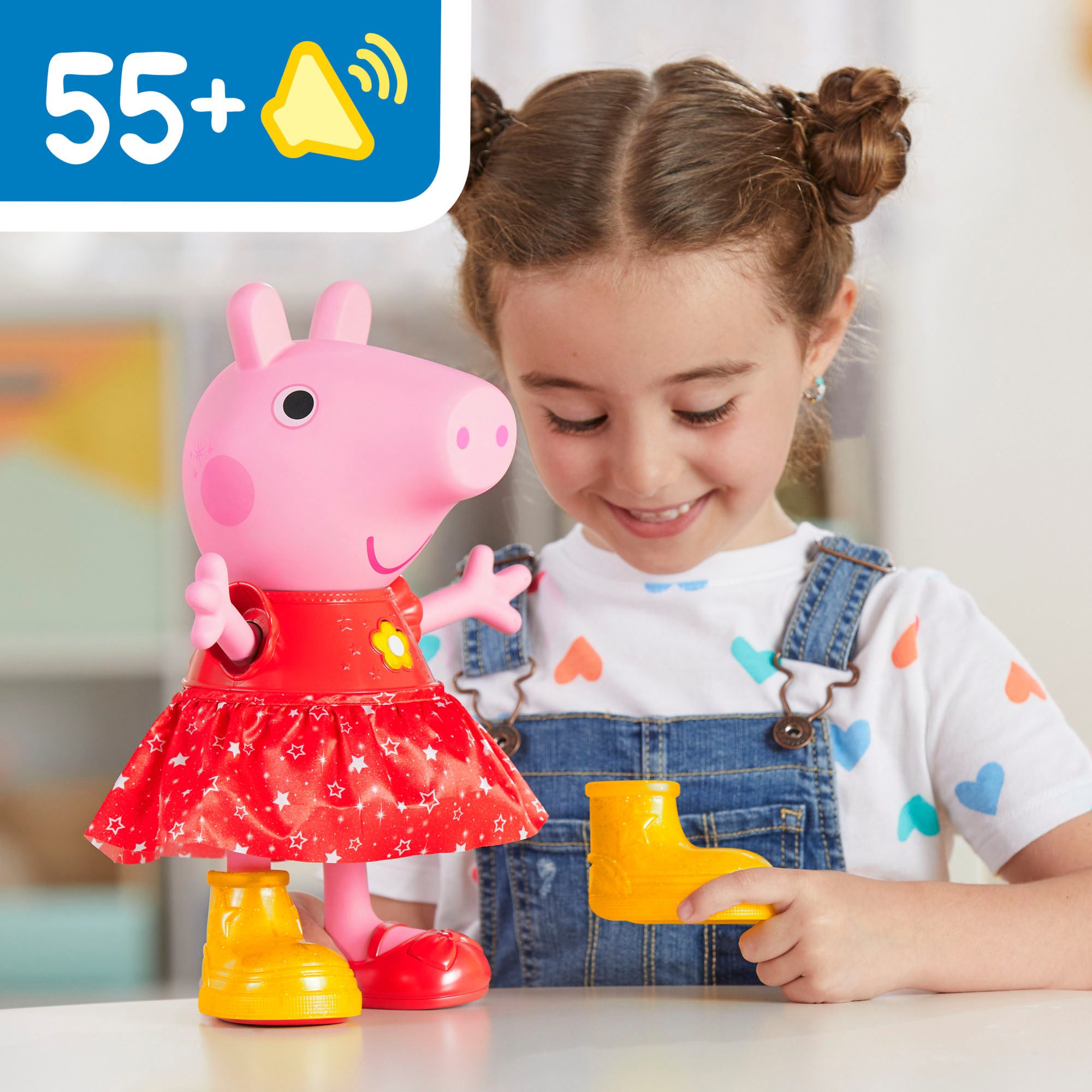 Hasbro Peppa Pig Standing Doll, Peppa's Muddy Puddle Party, with Features