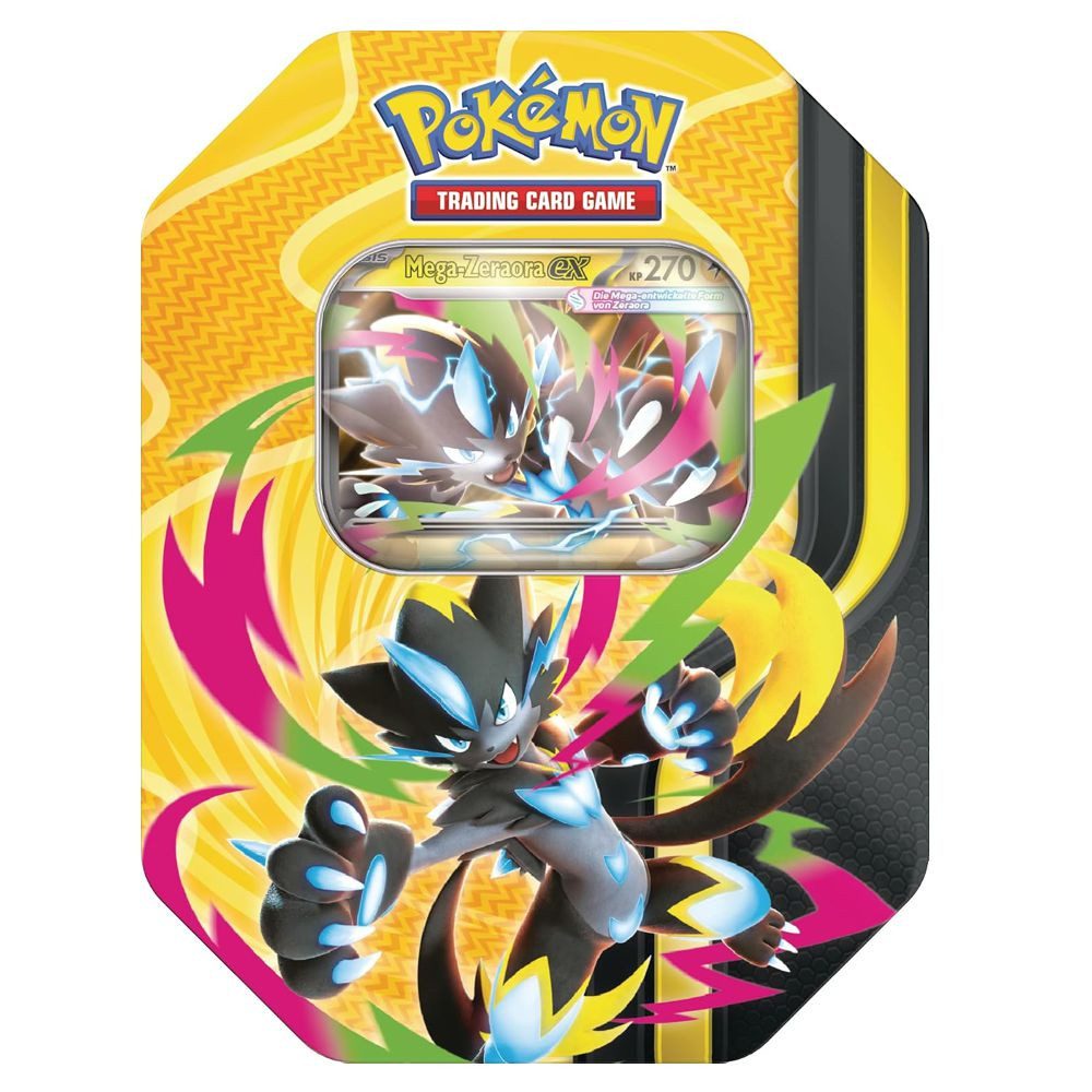 POKÉMON Sammelkarte Tin Box Mega-Zeraora Pokemon Sammel-Karten Kollektion deutsch