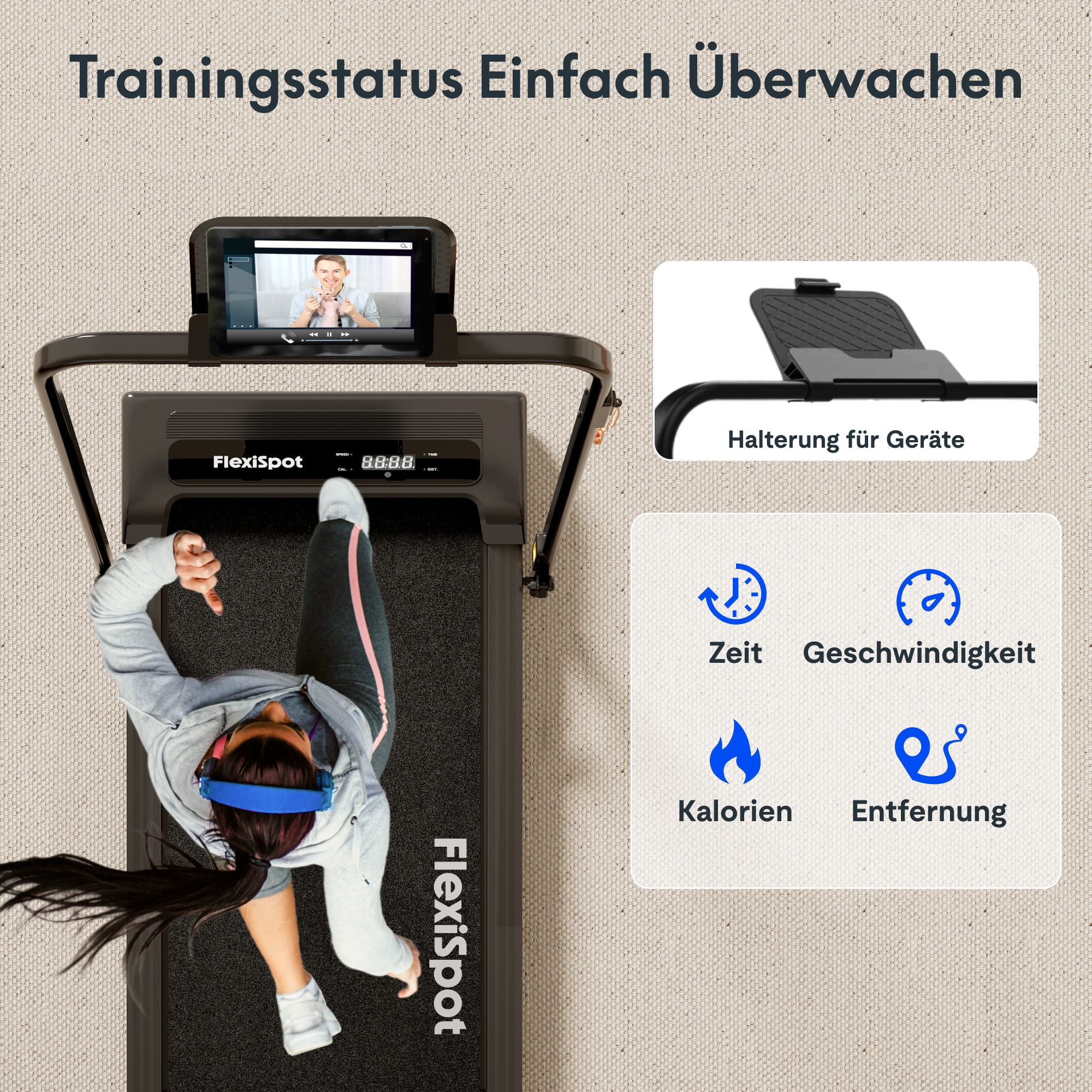 FLEXISPOT Laufband Walking Pad DynamiX, 1-6/10 km/h, LED-Display&Kabellose Fernbedienung (LED-Display & Kabellose Fernbedienung, rutschfest & gedämpft), Mit Schmiermitteln, für Zuhause & Büro, Max. 140 KG