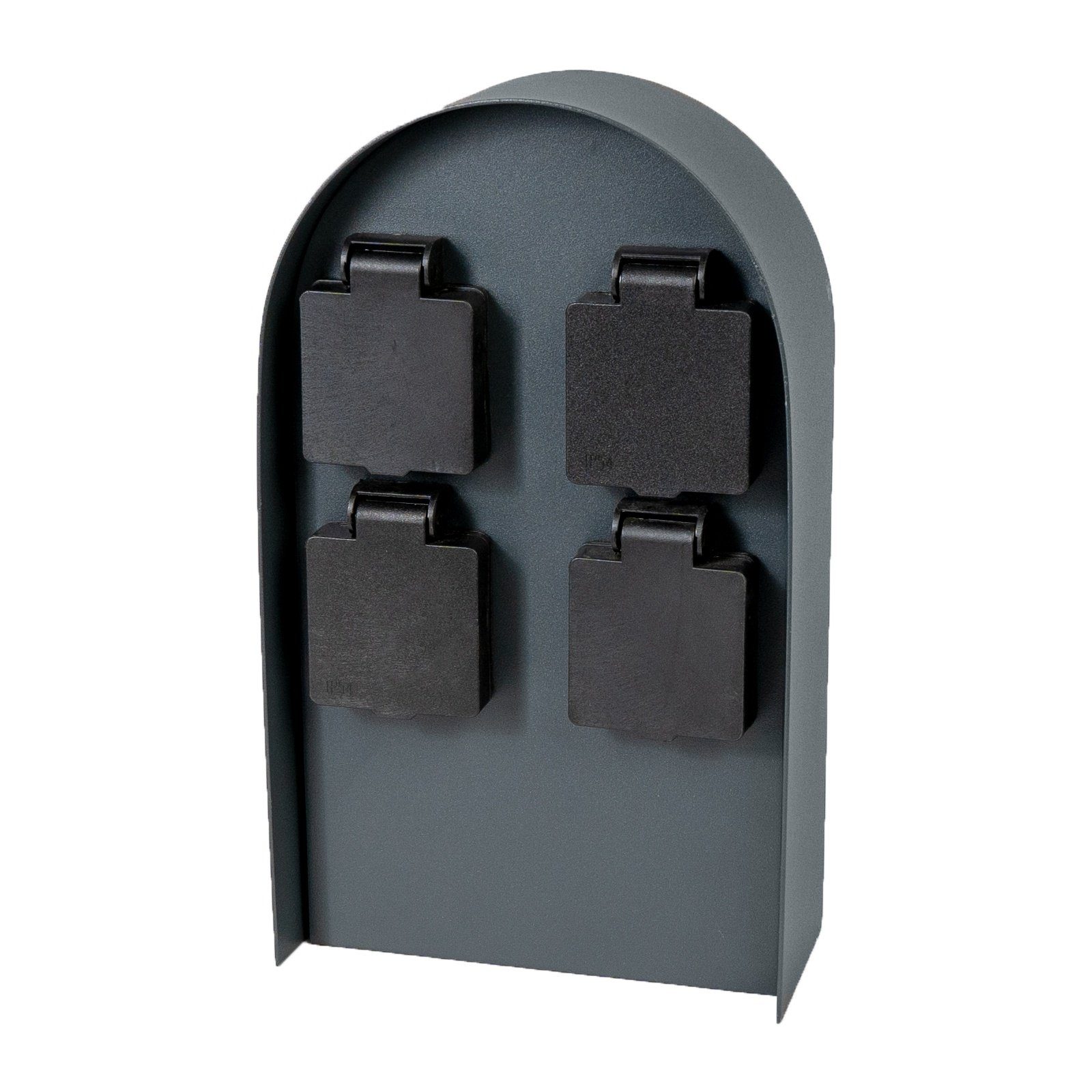 Grafner Gartensteckdose Steckdosensäule mit 4 Außensteckdosen Edelstahl, schwarz