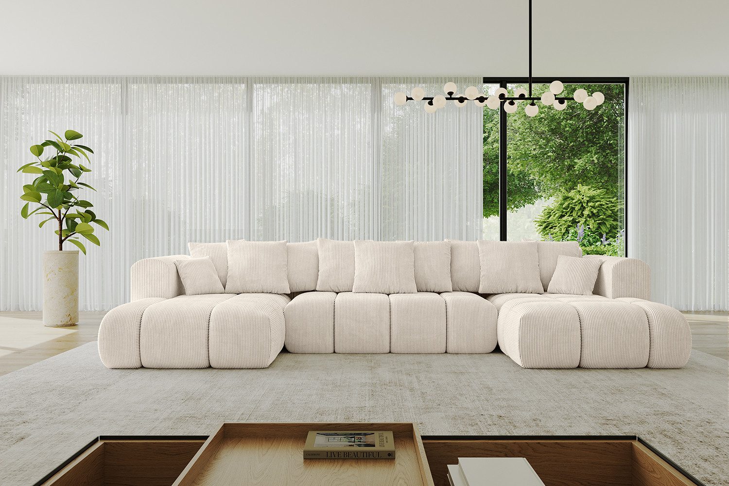ALTDECOR Wohnlandschaft CLOUD-U-v1, Couch mit Schlaffunktion, Wohnzimmer - Ecksofa, Corner Sofa Bett Eckcouch Couch U-Form Schlafcouch Ausziehbar