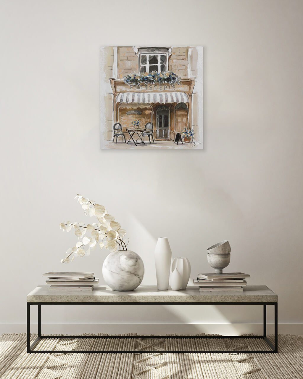 Leinwandbild 60x60 100% KUNSTLOFT Ein Wandbild in Morgen HANDGEMALT Paris Wohnzimmer cm, Gemälde