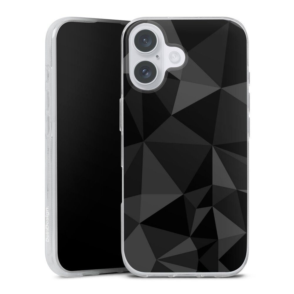 DeinDesign Handyhülle Geometric Muster Abstrakt Polygon Pattern Black, Apple iPhone 16 Plus Silikon Hülle Bumper Case Handy Schutzhülle