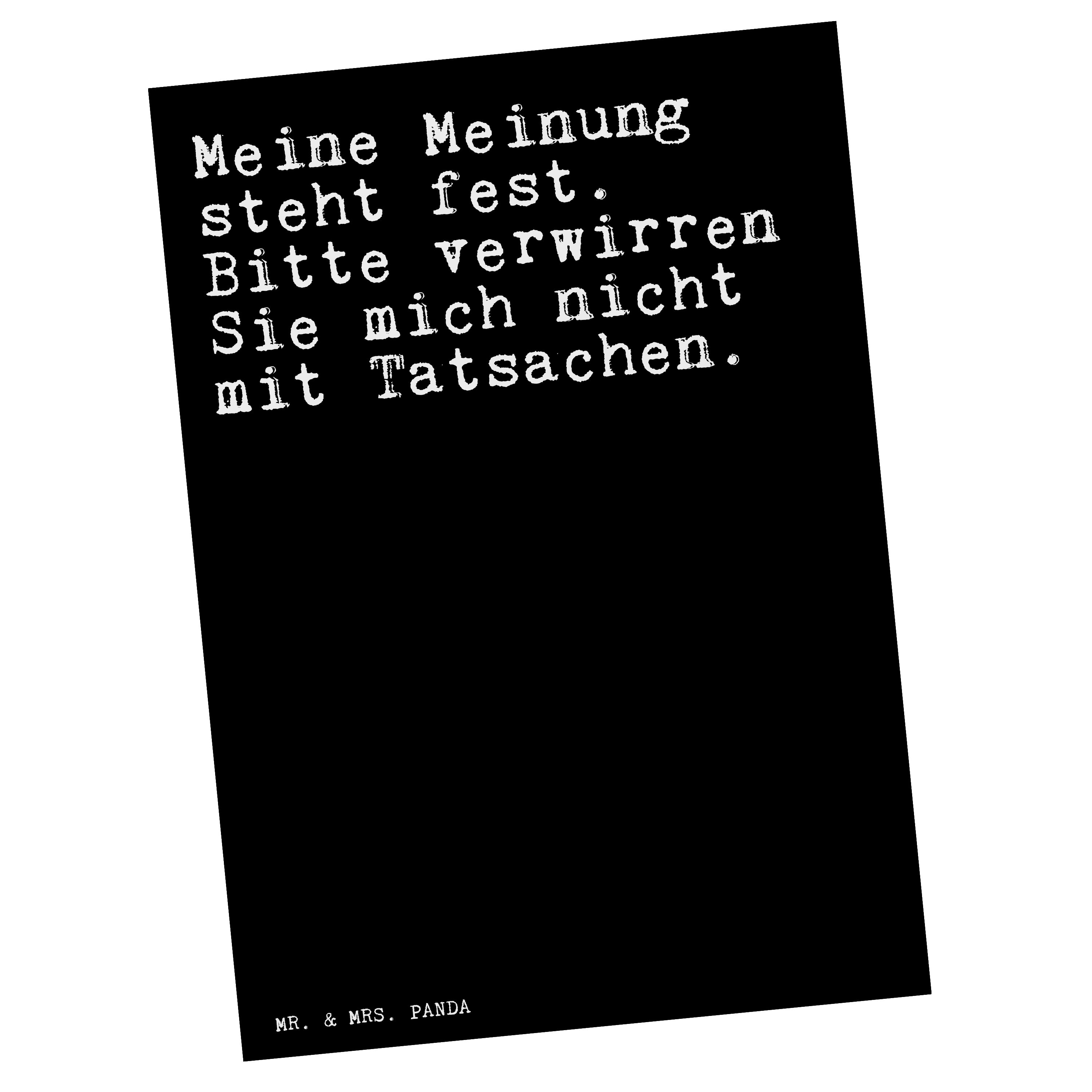 Mr. & Mrs. Panda Postkarte »Meine Meinung steht fest.... Schwarz
