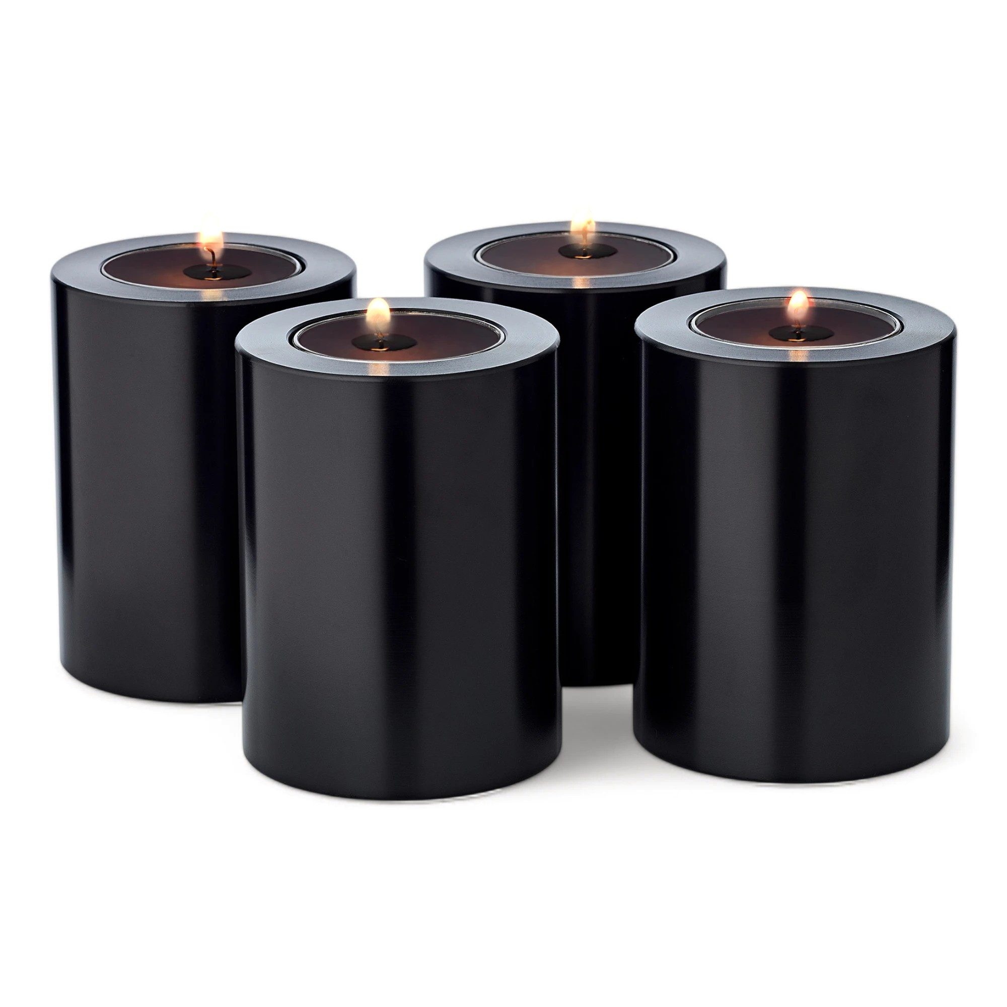 EDZARD Stumpenkerze Cornelius 4er-Set, Dauerkerzen, schwarz, Ø 6 cm, Höhe 8 cm (Set, 4-tlg), Stumpenkerzen-Optik, für Teelichter