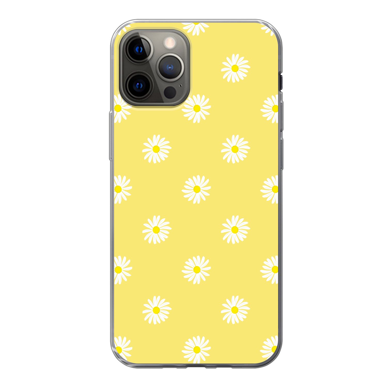 MuchoWow Handyhülle für Apple iPhone 13 Pro Gänseblümchen - Pastell - Weiß - Gelb - Blumen, Smartphone-Bumper, Print, Handy Schutzhülle Dünn