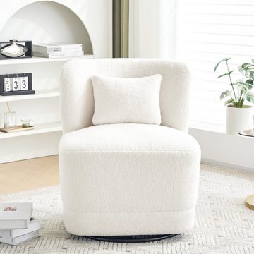 KLAM HOME Relaxsessel Ruhesessel Einzelsessel mit Lendenkissen (für Wohn-, Schlaf- und Arbeitszimmer, Freizeitstuhl), 360° drehbar Drehsessel bis 150kg belastbar